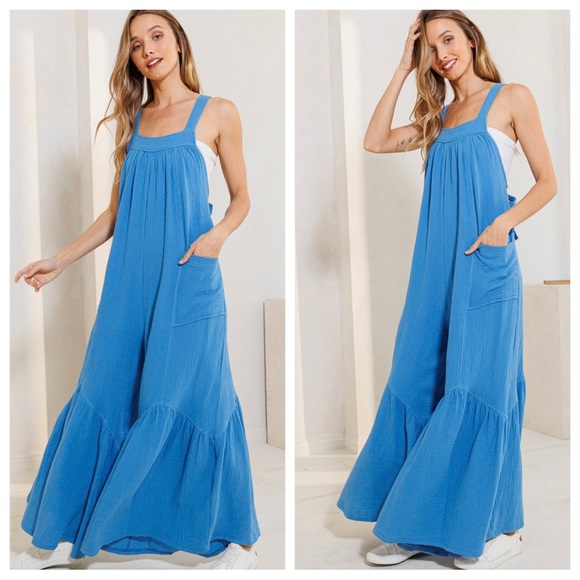 11 Boho -Cotton gauze solid fabric Wide leg
Jumpsuit - Picture 3 of 3